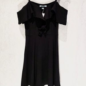 Black Cold Shoulder Flare Dress
